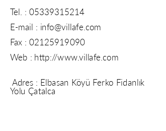 Villa Fe atalca iletiim bilgileri